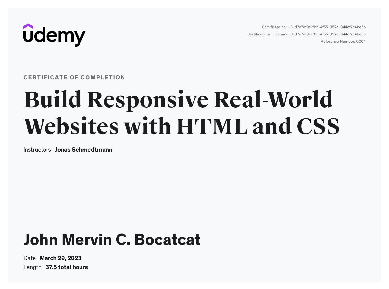 HTML & CSS Certificate