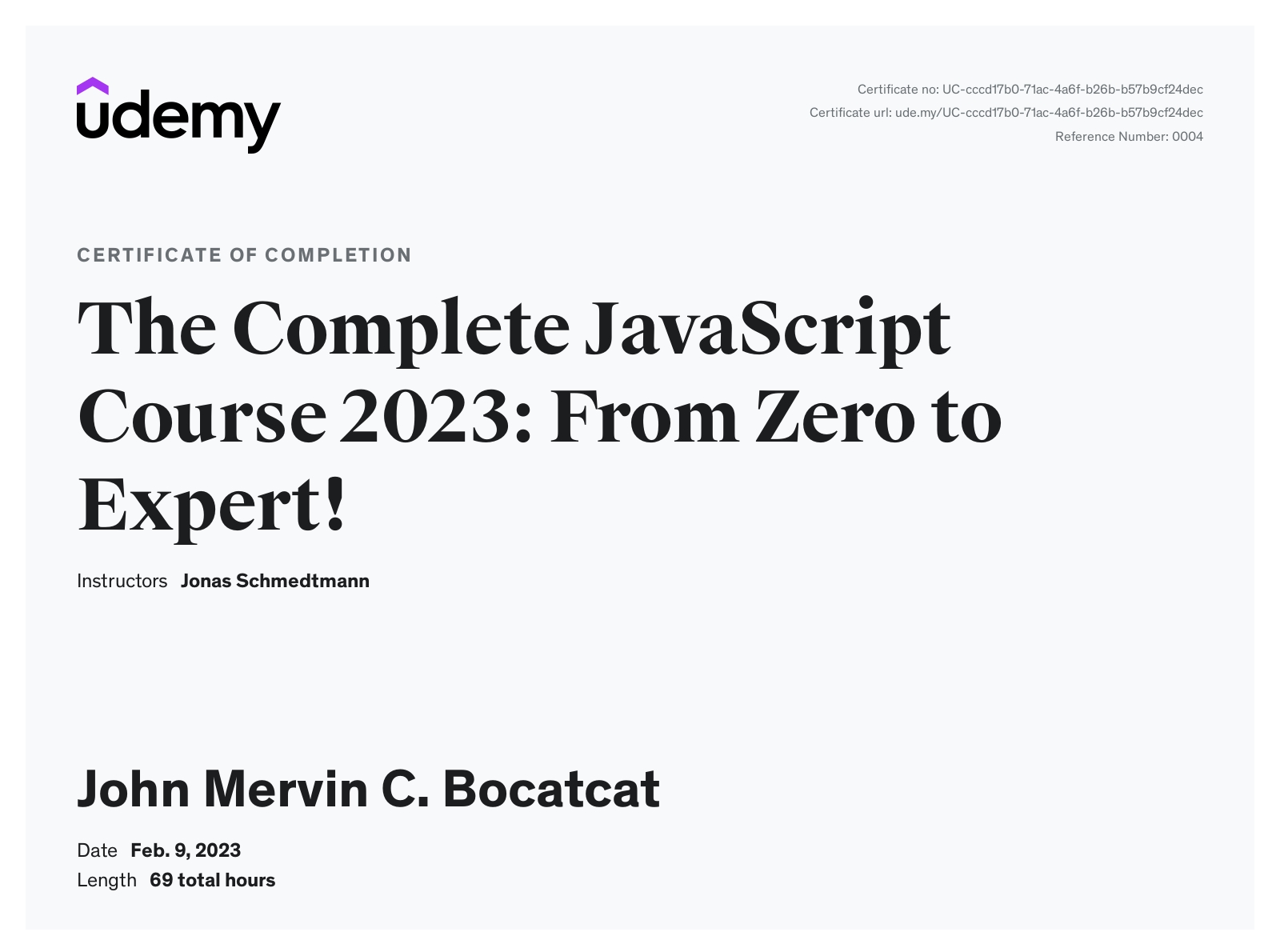 JavaScript Certificate.